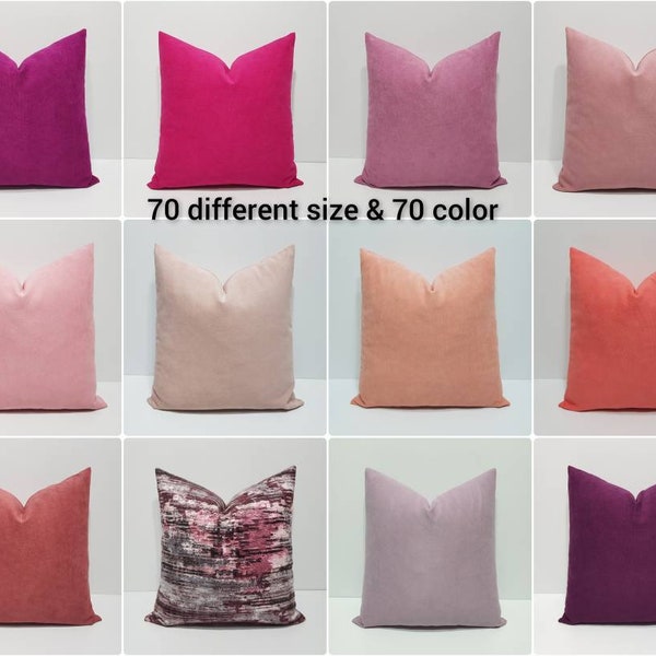 pink pillow covers, solid pink cushion cases, pink sofa throw pillow, pink large cushion covers, hot pink, fuchsia, coral, powder, salmon