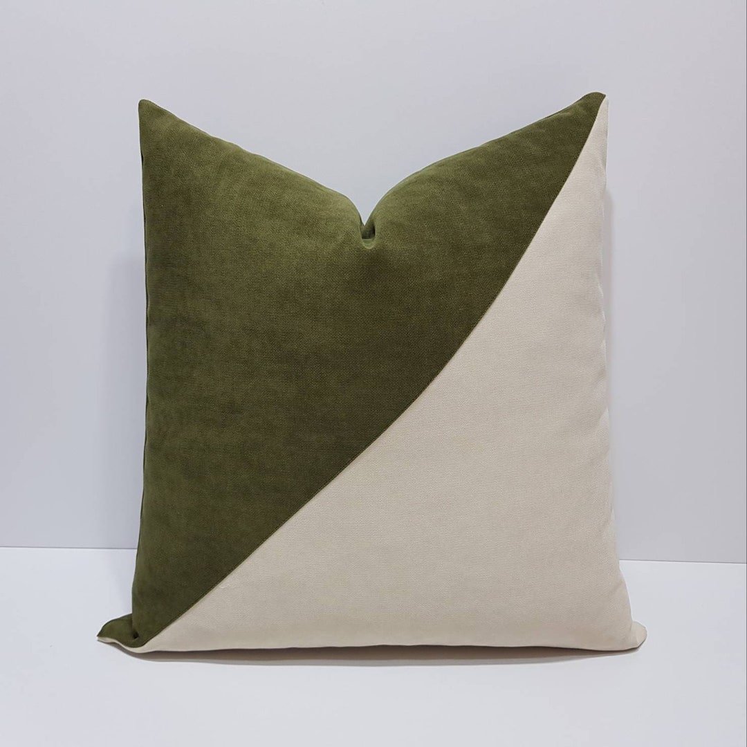 Khaki Green and Cream Pillow Cover Green Pillow Cases Etsy UK