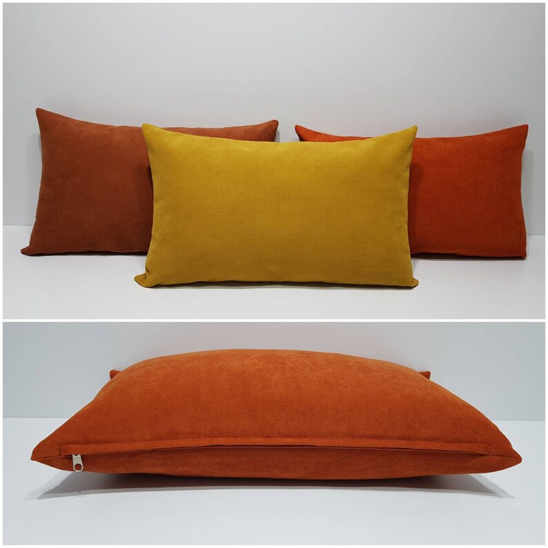 mustard 16x24 12x18 40x60 14x22 rust 30x50 12x20 orange lumbar pillow cover long cushion cover bed pillows solid throw pillows