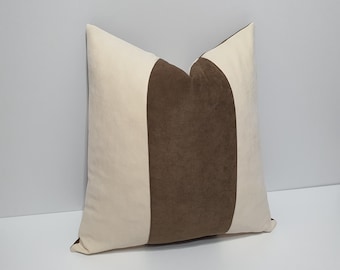 brown and cream, decorative pillow cover, designer throw cushion case, geometric sofa pillow cover, color block pillow covers, kissenhülle