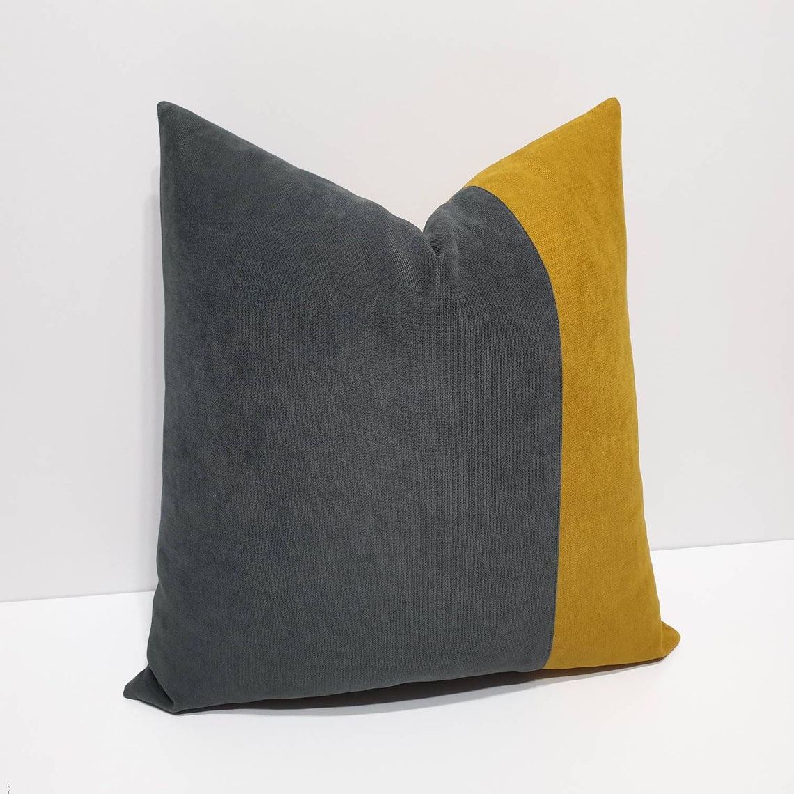 Mustard Yellow and Gray Pillow Cover Mustard Gray Cushion Etsy
