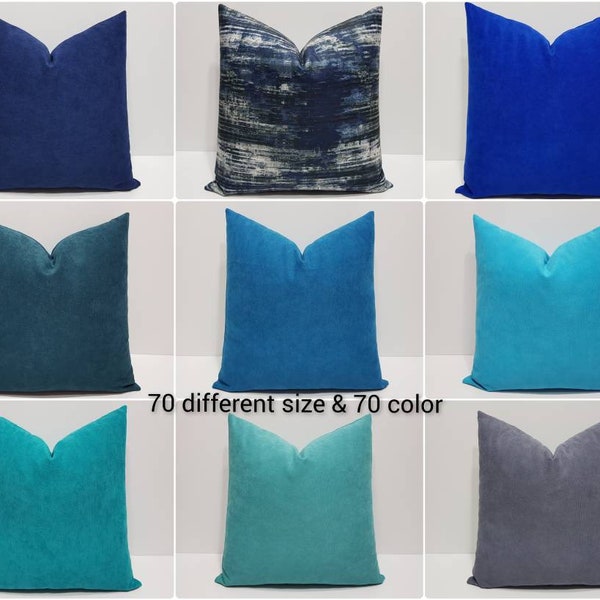 Taies d'oreiller bleues, taie d'oreiller turquoise, taie de coussin bleu marine, grandes taies d'oreiller, taie de coussin bleu royal, oreiller lombaire de lit