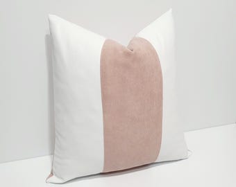 powder pink and white pillow cover, decorative pink cushion case, designer bed pillow cover, sofa throw lumbar pillowcase