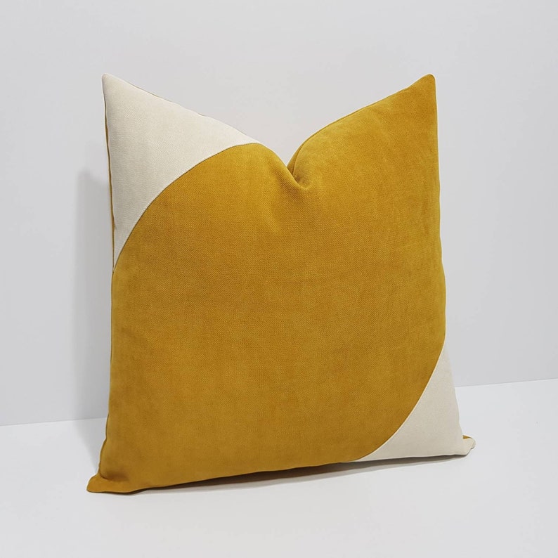 Mustard Yellow Pillow Cover Yellow and Cream Pillow Case Etsy