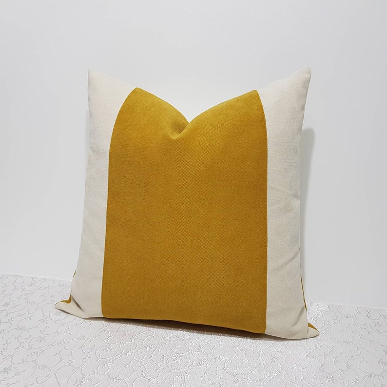 Mustard Yellow Pillow Cover Yellow Throw Cushions Cream Etsy