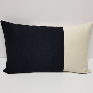 Black and cream pillow cover, black cream lumbar pillow cover, designer lumbar pillows, modern sofa cushion case, bed pillow cover