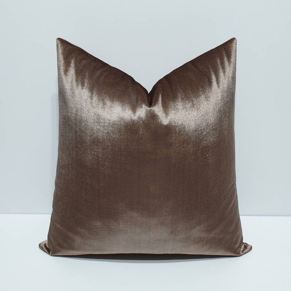 bronze velvet pillow cover, bright velvet cushion cover, bronze velvet throw pillow, velvet large pillow cover, bed lumbar pillows
