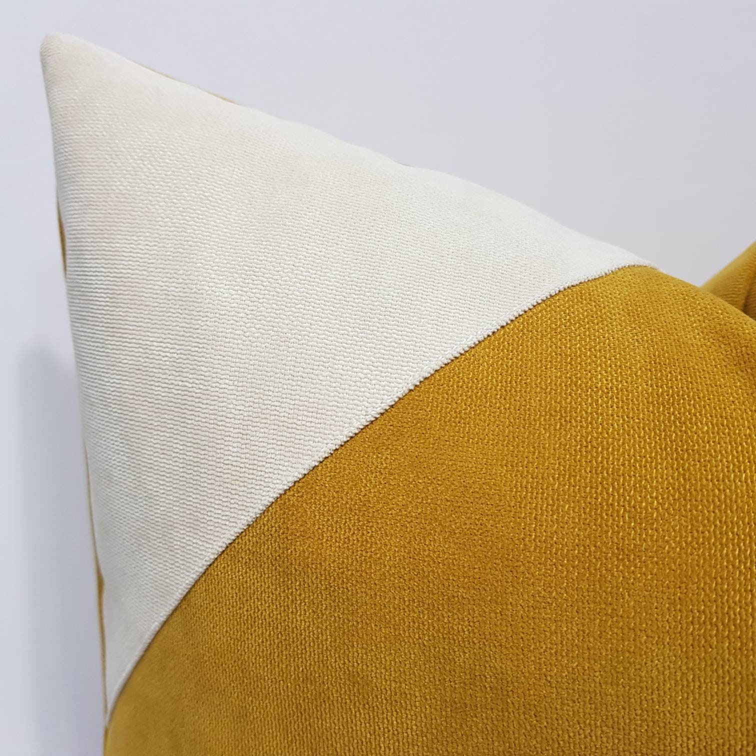 Mustard Yellow Pillow Cover Yellow and Cream Pillow Case Etsy