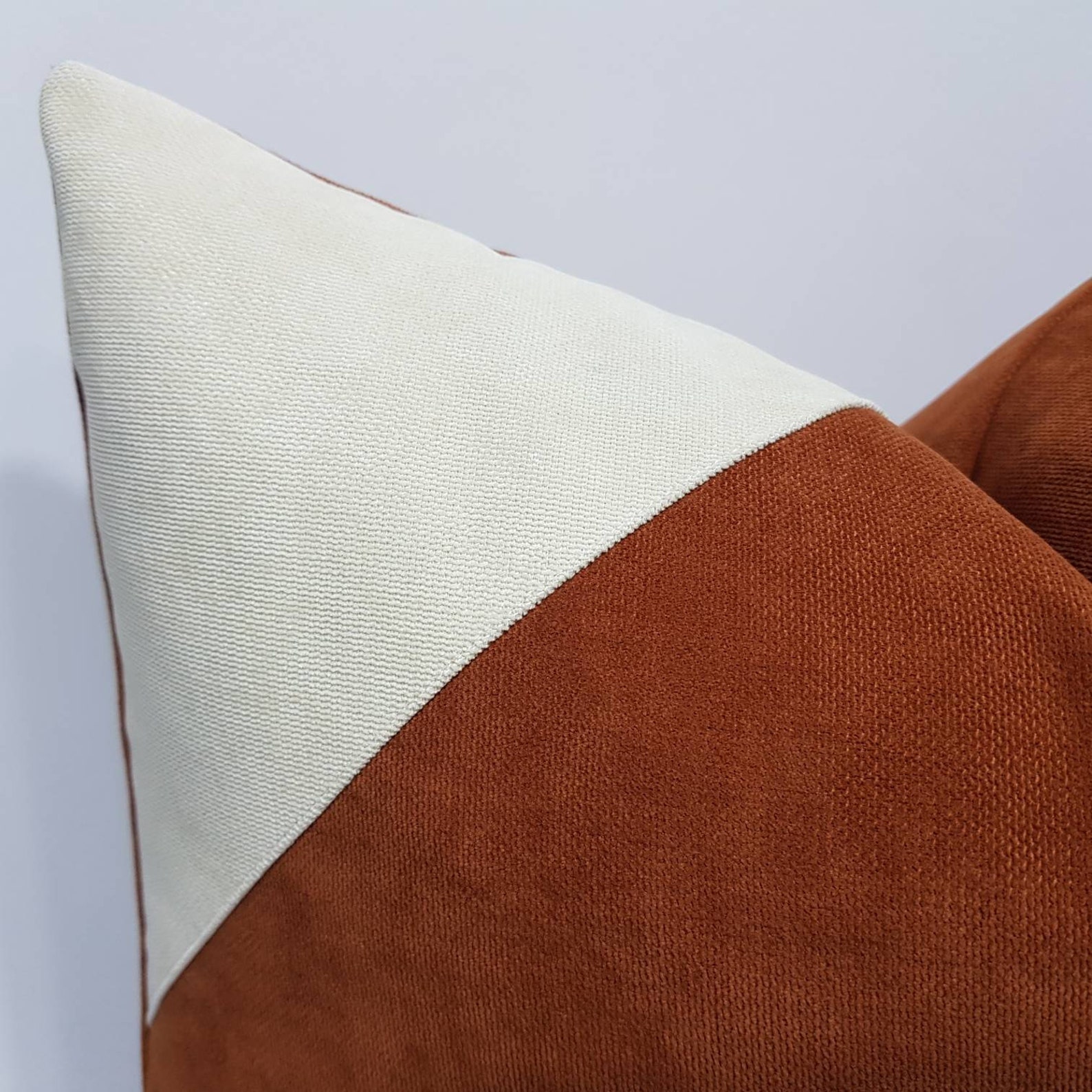 Rust Pillow Cover Rust Cushion Cover Rust and Cream Pillow Etsy