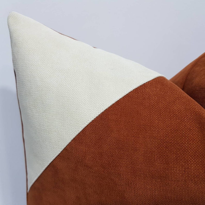 Rust Pillow Cover Rust Cushion Cover Rust and Cream Pillow Etsy