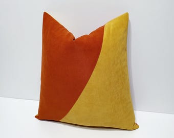 burnt orange and mustard yellow throw pillow cover, decorative sofa cushion case, designer couch pillow covers, different size options