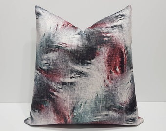 pink geometric pillow cover, pink and gray pillow cover, pink cushion cases, pink color block pillows, luxury velvet throw pillow cover