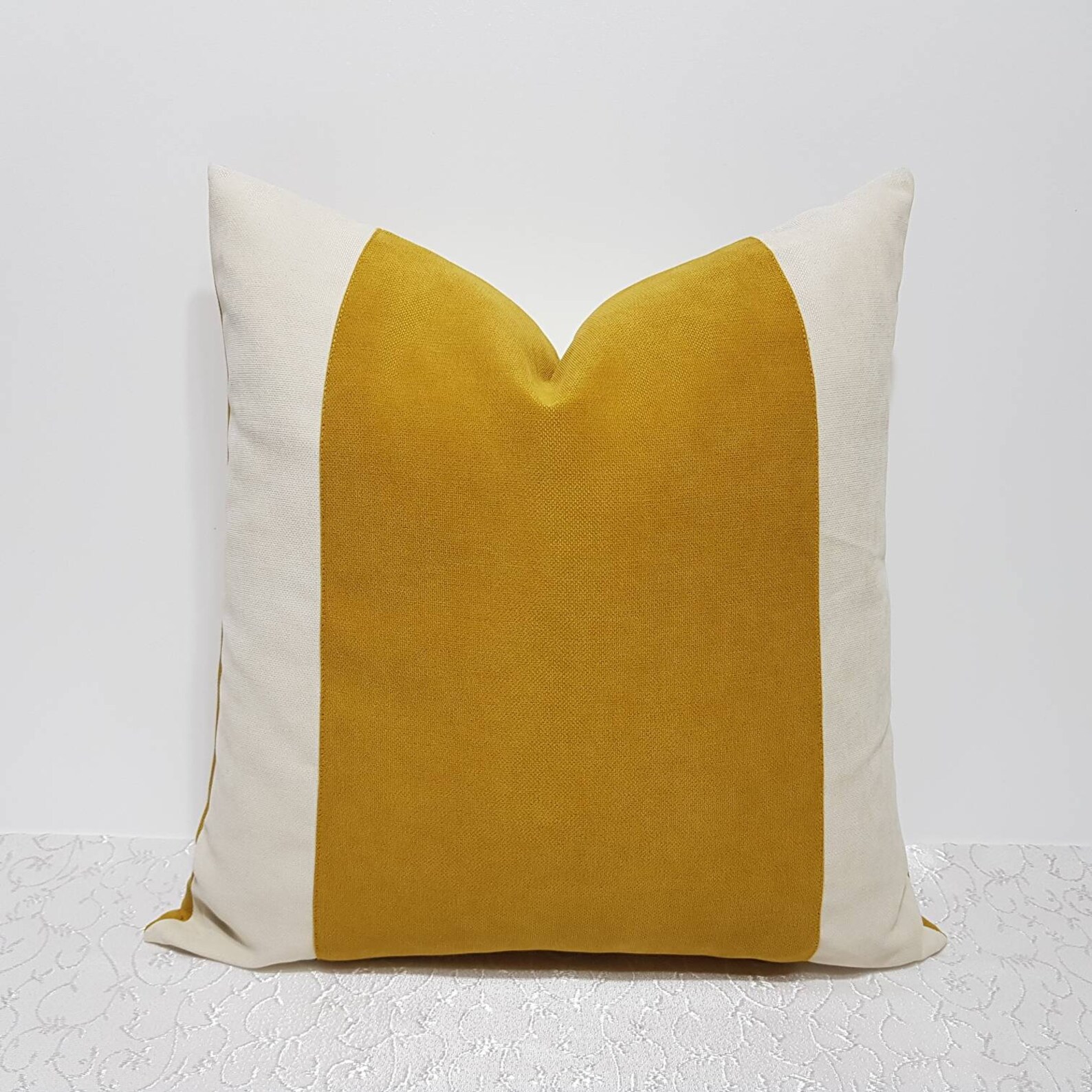 Mustard Yellow Pillow Cover Yellow Throw Cushions Cream Etsy