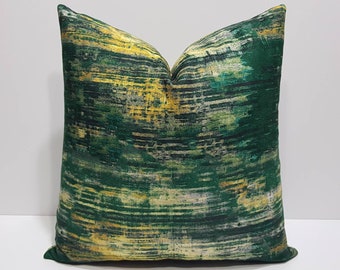 emerald green pillow cover, green and yellow pillow cases, green throw cushion cover, green and yellow decor, farmhouse cushion case