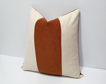 rust and cream cushion cover, decorative throw pillow covers, designer lumbar pillowcase, different size options