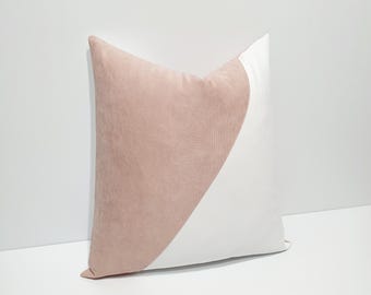 powder pink and white cushion case, modern pillow cover, luxury designer throw pillow cover, bed room, baby room decor, kissen puderrosa