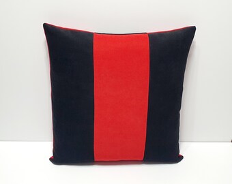 Capa de almofada decorativa preta e vermelha, capa de almofada de design para sofá, capa de almofada em bloco de cores preto e vermelho