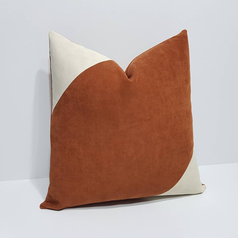 Rust Pillow Cover Rust Cushion Cover Rust and Cream Pillow Etsy