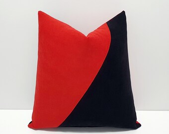 decorative black and red throw pillow cover, designer couch cushion case, modern sofa pillowcase