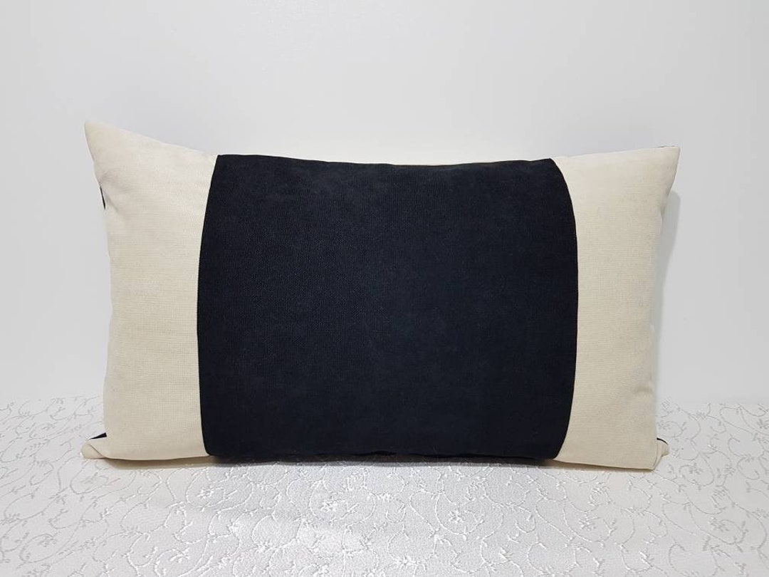Black and Cream Lumbar Pillow Cover Black Lumbar Pillow Case Etsy