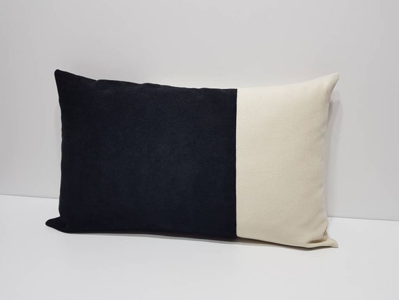 Black and Cream Pillow Cover Black Cream Lumbar Pillow Cover Designer Lumbar Pillows Modern Sofa Cushion Case Bed Pillow Cover Etsy UK