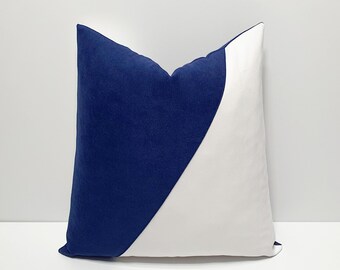 navy blue and white throw pillow cover, decorative sofa cushion case, designer navy blue couch pillowcase