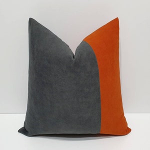 Burnt Orange and Dark Gray Pillow Cover Gray Orange Cushion Cover Decorative Throw Pillow Cases Farmhouse Orange Sofa Lumbar Pillow Etsy