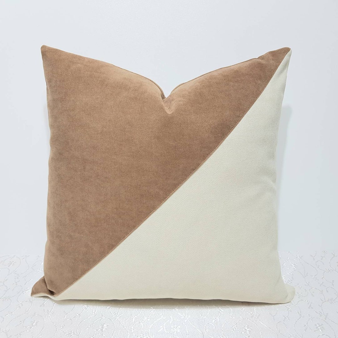 Light Brown Pillow Cover Brown and Cream Pillow Geometric Etsy
