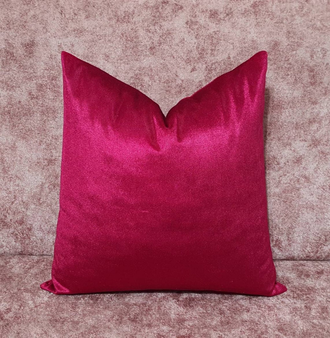 Velvet Dark Fuchsia Pillow Cover, Luxury Bright Velvet Pillow Cover