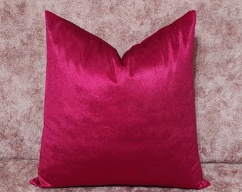 velvet dark fuchsia pillow cover, luxury bright velvet pillow cover, modern sofa cushion case, couch throw pillow, velvet lumbar pillow
