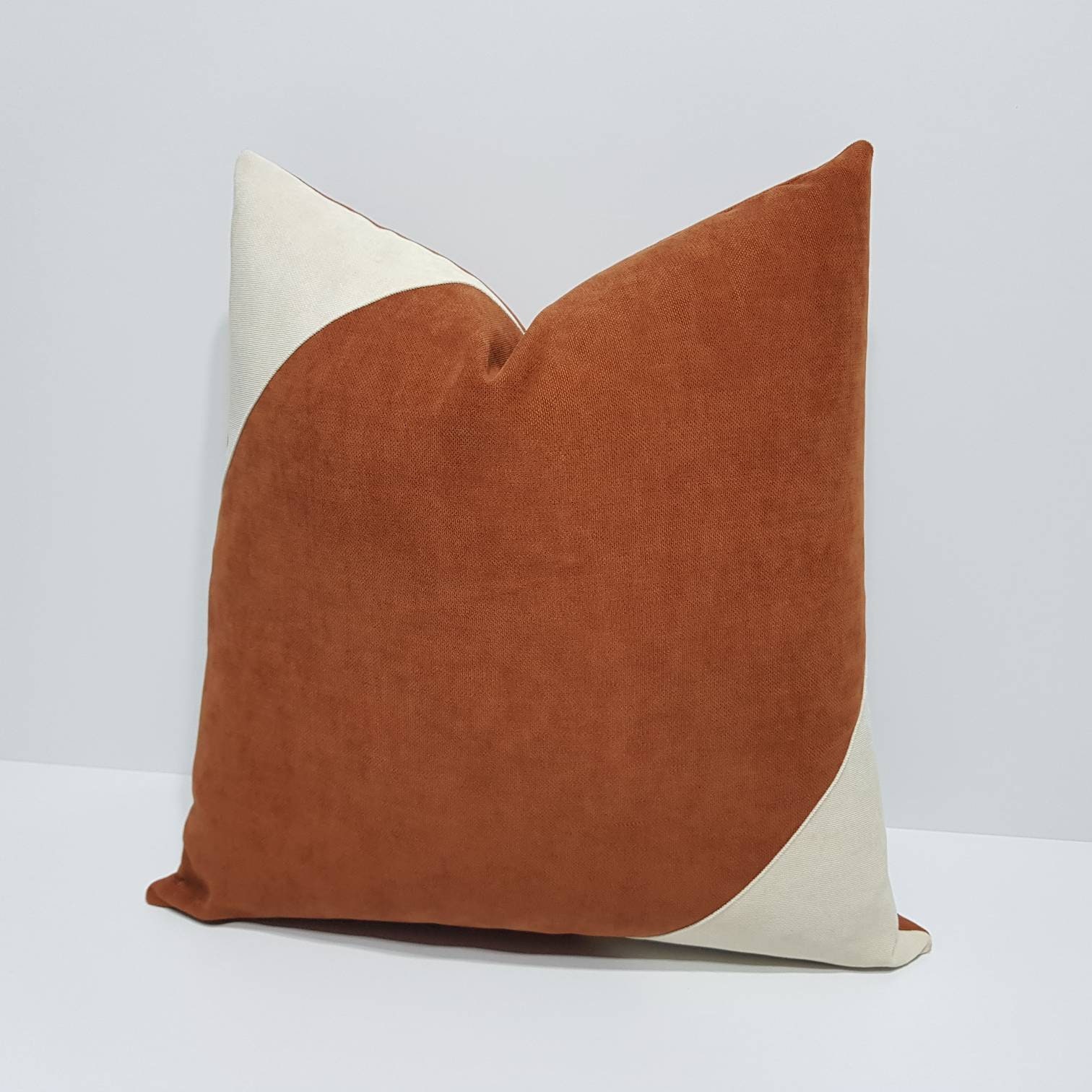 Rust Pillow Cover Rust Cushion Cover Rust and Cream Pillow Etsy