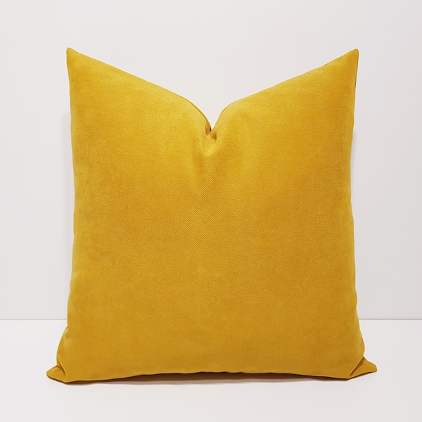 Housse de coussin jaune moutarde, housse de coussin jaune, oreiller lombaire jaune moutarde, coussins jaunes, coussins moutarde solides, kissenbezug,