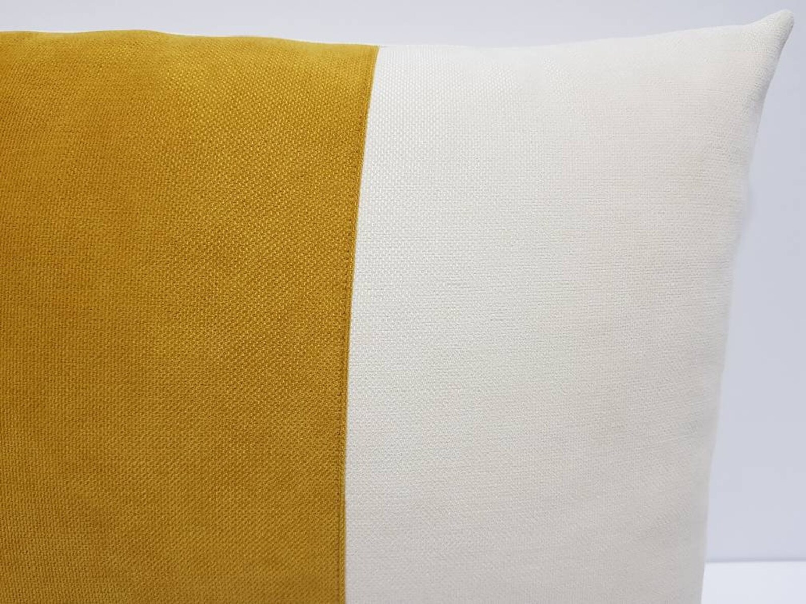 Mustard Yellow Lumbar Pillow Cover Mustard and Cream Etsy