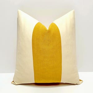 mustard yellow and cream pillow cover, mustard cushion cover, designer pillow cases, decorative sofa pillow, euro throw pillow cover