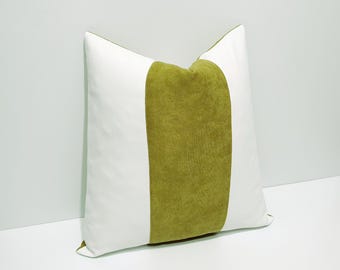 olive green and white pillow cover, decorative cushion cases, sofa throw pillowcase, green home decor, different size options, kissenbezug