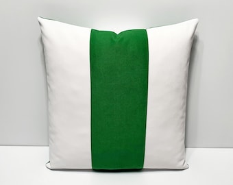 forest green and white throw pillow cover, decorative sofa pillowcase, designer couch cushion case, large lumbar cushion cover