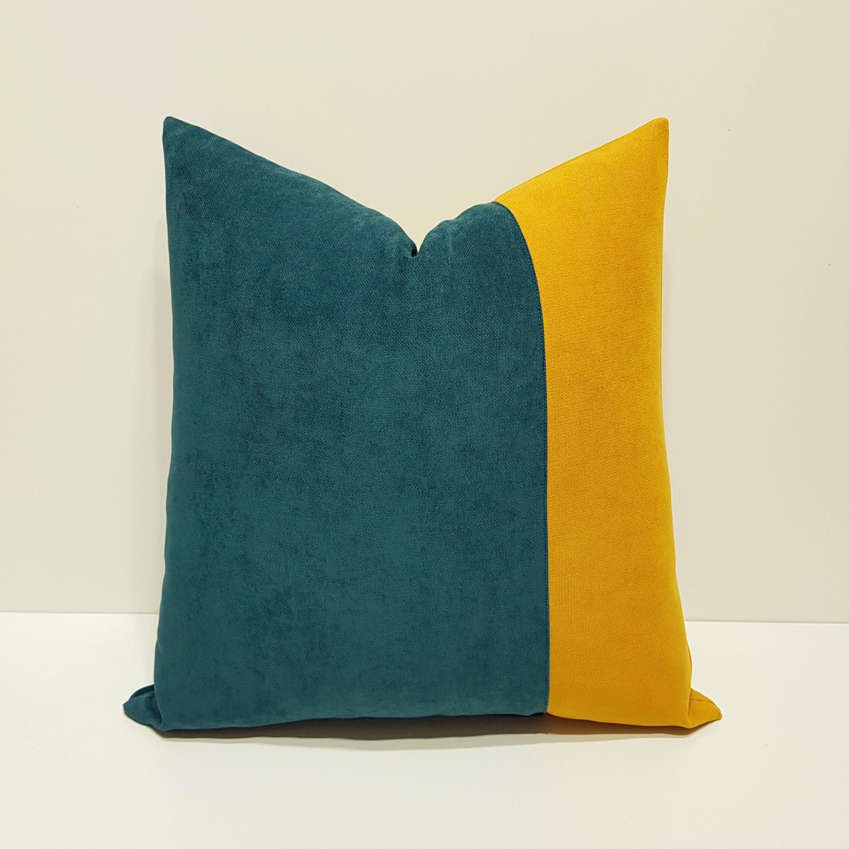 Dark Teal Pillow Cover Teal and Mustard Yellow Pillow Cover Sofa Color Block Pillows Geometric Cushions Modern Pillow Cover Etsy Canada