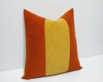 burnt orange and mustard yellow pillow cover, designer cushion cases, sofa throw pillow cover, orange and yellow decor, kissenbezug, coussin