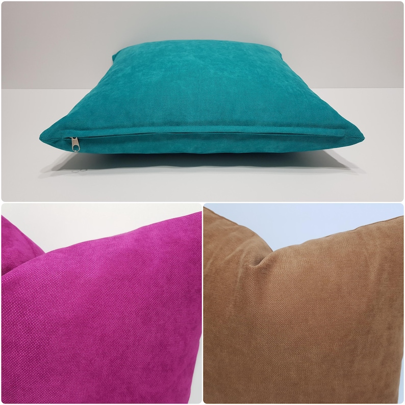 pink sofa throw pillow covers, solid pink couch cushion cases, large lumbar pillowcase image 2