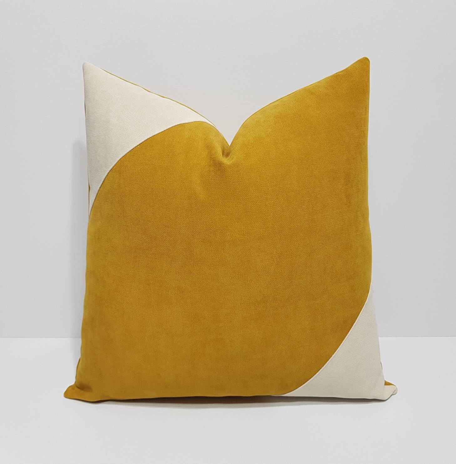 Mustard Yellow Pillow Cover Yellow and Cream Pillow Case Mustard