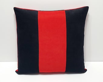 decorative black and red throw pillow cover, designer sofa pillowcase, black red color block cushion cover