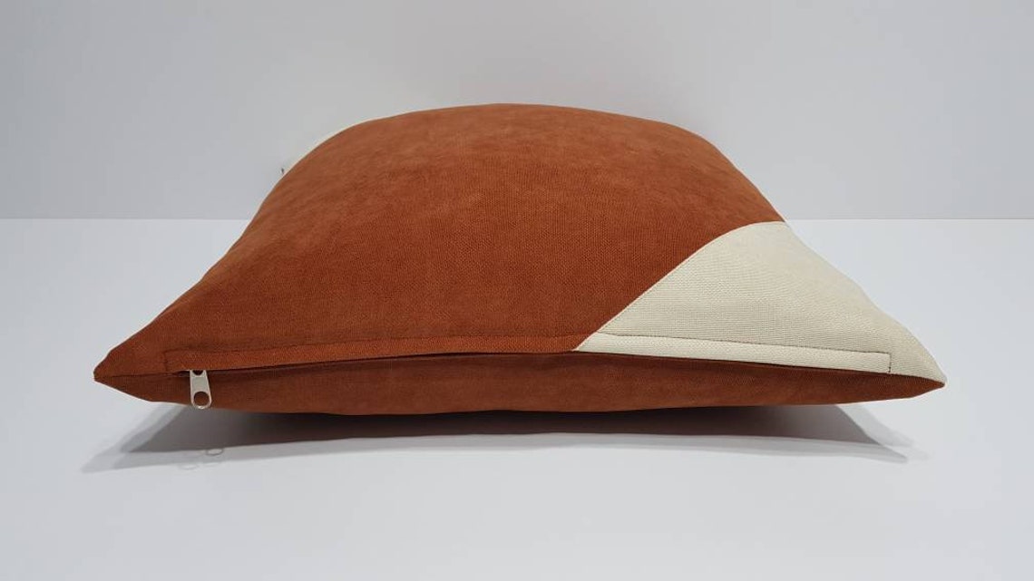 Rust Pillow Cover Rust Cushion Cover Rust and Cream Pillow Etsy