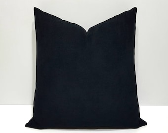 black throw pillow cover, solid black cushion case, halloween pillow, sofa pillow cover, black farmhouse cushion, 24x24, 26x26, 28x28, 30x30