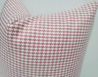 Funda de almohada de lino rosa y blanco, funda de almohada rosa, funda de cojín de lino, cojín de granja, cojín de sofá, funda de almohada lumbar de lino