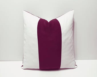 Capa de almofada decorativa em tons de roxo ameixa escuro e branco, capa de almofada decorativa, capa de almofada lombar de design.