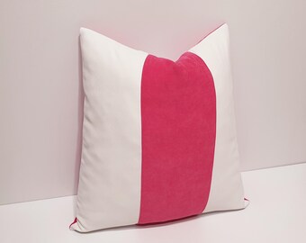 hot pink and white pillow cover, designer cushion cases, decorative lumbar pillow cover, different size options