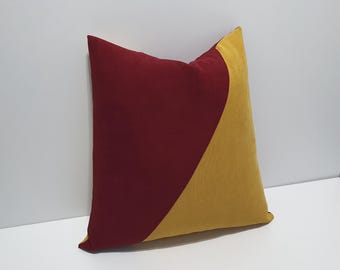 burgundy and mustard yellow pillow cover, decorative sofa throw pillow cases, different size options