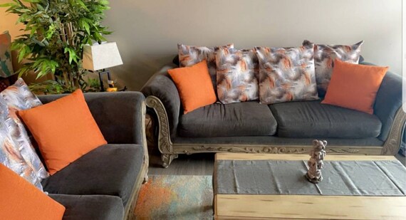 Rust and Gray Pillow Cover Rust Geometric Cushion Cases Orange and Gray Pillow Cover Luxury Velvet Pillows Modern Couch Cushion Covers Etsy UK