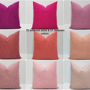 pink sofa throw pillow covers, solid pink couch cushion cases, large lumbar pillowcase image 1