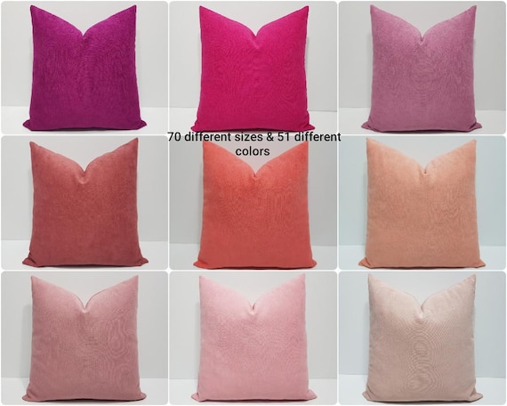 pink sofa throw pillow covers, solid pink couch cushion cases, large lumbar pillowcase